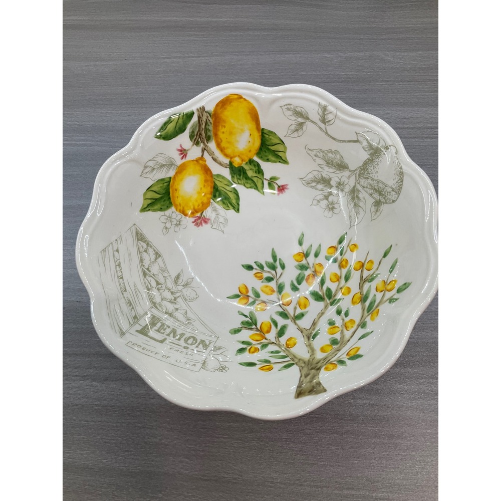 MAXCERA LEMON‎ TREE SKETCH 10" SERVING SCALLOPED SALAD BOWL